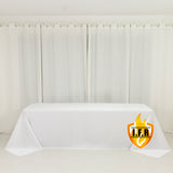 Fire Retardant Scuba Tablecloth – 90x156inch Rectangle White Wrinkle Free Stain Resistant Seamless