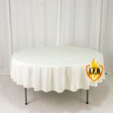 White round tablecloth with elegant drape.