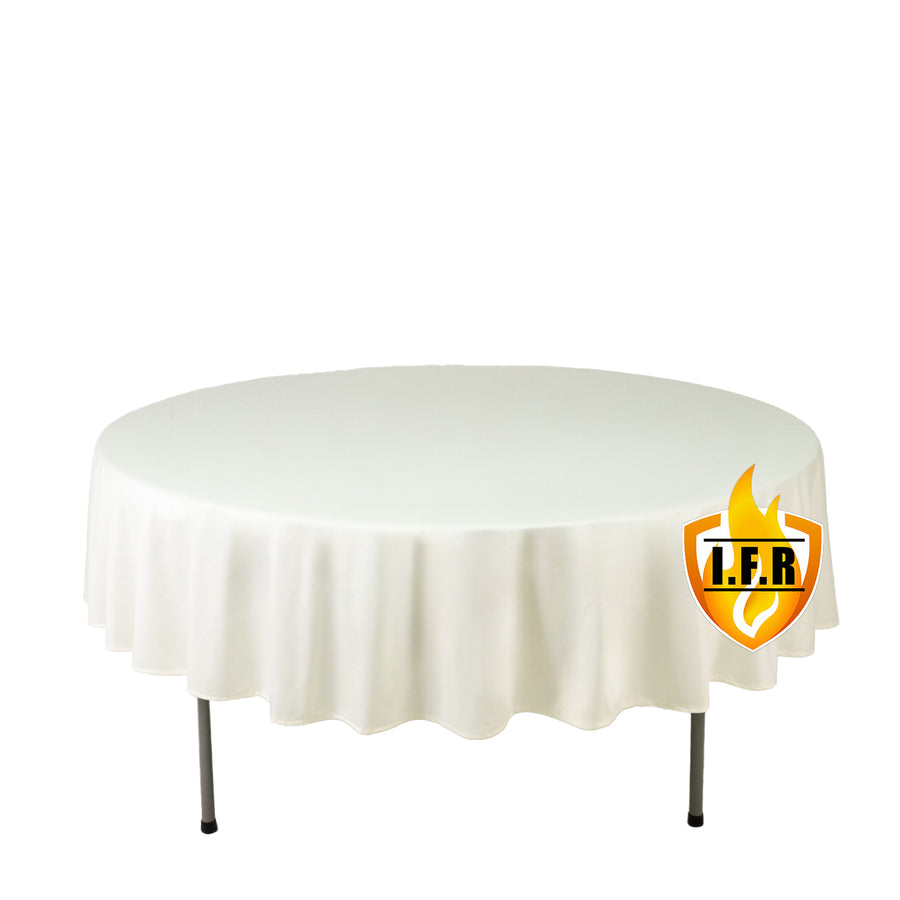 Fire retardant round tablecloth on round table 
