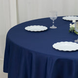 Fire Retardant Scuba Tablecloth – 90inch Round Navy Blue, Wrinkle Free, Stain Resistant Polyester