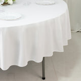 Fire Retardant Scuba Tablecloth – 90inch Round White, Wrinkle Free, Stain Resistant Polyester Cover