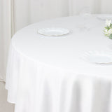 Fire Retardant Scuba Tablecloth – 90inch Round White, Wrinkle Free, Stain Resistant Polyester Cover