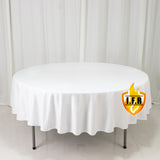 Fire Retardant Scuba Tablecloth – 90inch Round White, Wrinkle Free, Stain Resistant Polyester Cover