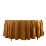 108inch Shimmer Gold Premium Scuba Round Tablecloth, Wrinkle Free Seamless Polyester Tablecloth