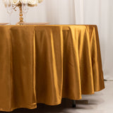 108inch Shimmer Gold Premium Scuba Round Tablecloth, Wrinkle Free Seamless Polyester Tablecloth