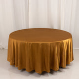 108inch Shimmer Gold Premium Scuba Round Tablecloth, Wrinkle Free Seamless Polyester Tablecloth