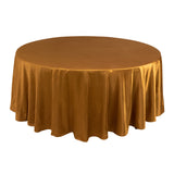 108inch Shimmer Gold Premium Scuba Round Tablecloth, Wrinkle Free Seamless Polyester Tablecloth