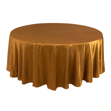 108" Shimmer Gold Premium Scuba Round Tablecloth, Wrinkle Free Seamless Polyester Tablecloth