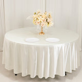 108inch Shimmer Pearl White Premium Scuba Round Tablecloth, Wrinkle Free Polyester Tablecloth