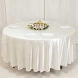 108inch Shimmer Pearl White Premium Scuba Round Tablecloth, Wrinkle Free Polyester Tablecloth