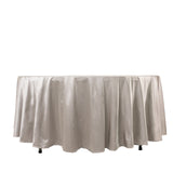 108inch Shimmer Silver Premium Scuba Round Tablecloth, Wrinkle Free Seamless Polyester Tablecloth