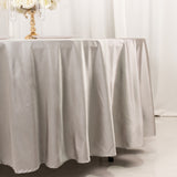 108inch Shimmer Silver Premium Scuba Round Tablecloth, Wrinkle Free Seamless Polyester Tablecloth