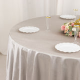 108inch Shimmer Silver Premium Scuba Round Tablecloth, Wrinkle Free Seamless Polyester Tablecloth