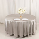 108inch Shimmer Silver Premium Scuba Round Tablecloth, Wrinkle Free Seamless Polyester Tablecloth