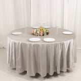 108inch Shimmer Silver Premium Scuba Round Tablecloth, Wrinkle Free Seamless Polyester Tablecloth