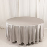 108inch Shimmer Silver Premium Scuba Round Tablecloth, Wrinkle Free Seamless Polyester Tablecloth