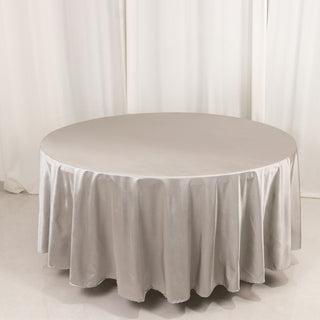 <h3 style="margin-left:0px;">Radiant Shimmer Silver Scuba Round Tablecloth