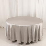 108" Shimmer Silver Premium Scuba Round Tablecloth, Wrinkle Free Polyester Tablecloth