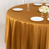 120inch Shimmer Gold Premium Scuba Round Tablecloth, Seamless Polyester Tablecloth