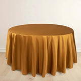 120inch Shimmer Gold Premium Scuba Round Tablecloth, Seamless Polyester Tablecloth