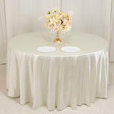 120inch Shimmer Pearl White Premium Scuba Round Tablecloth, Wrinkle Free Seamless