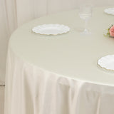 120inch Shimmer Pearl White Premium Scuba Round Tablecloth, Wrinkle Free Seamless