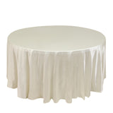 120inch Shimmer Pearl White Premium Scuba Round Tablecloth, Wrinkle Free Seamless