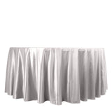 120inch Shimmer Silver Premium Scuba Round Tablecloth, Seamless Polyester Tablecloth