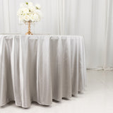 120inch Shimmer Silver Premium Scuba Round Tablecloth, Seamless Polyester Tablecloth