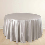 120inch Shimmer Silver Premium Scuba Round Tablecloth, Seamless Polyester Tablecloth