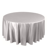 120inch Shimmer Silver Premium Scuba Round Tablecloth, Seamless Polyester Tablecloth