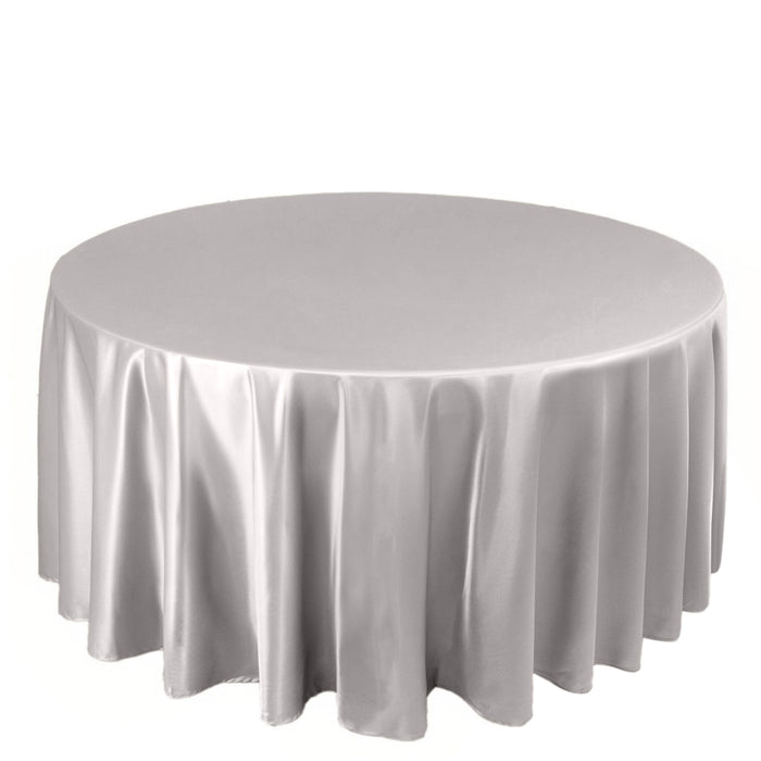 120inch Shimmer Silver Premium Scuba Round Tablecloth, Seamless Polyester Tablecloth