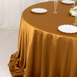 132inch Shimmer Gold Premium Scuba Round Tablecloth, Seamless Polyester Tablecloth