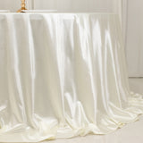 132 Shimmer Pearl White Premium Scuba Round Tablecloth, Wrinkle Free Seamless Polyester