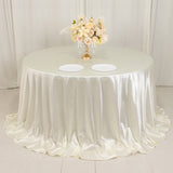 132 Shimmer Pearl White Premium Scuba Round Tablecloth, Wrinkle Free Seamless Polyester