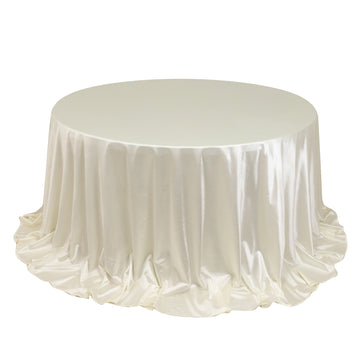 Premium Scuba Round 132" Tablecloth Shimmering Pearl - Wrinkle Free, Stain Resistant & Seamless Table Cover