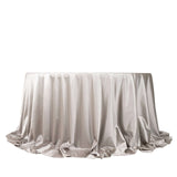 132inch Shimmer Silver Premium Scuba Round Tablecloth, Seamless Polyester Tablecloth