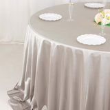 132inch Shimmer Silver Premium Scuba Round Tablecloth, Seamless Polyester Tablecloth