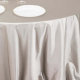 132inch Shimmer Silver Premium Scuba Round Tablecloth, Seamless Polyester Tablecloth