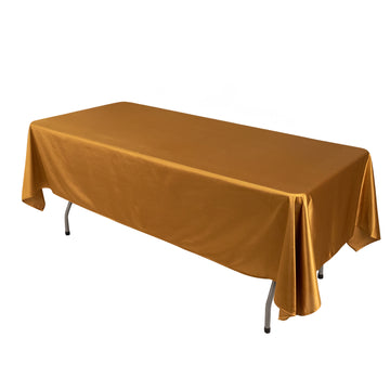 60"x102" Shimmer Gold Premium Scuba Rectangle Tablecloth, Wrinkle Free Seamless Polyester Tablecloth