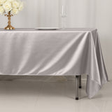 60"x102" Shimmer Silver Premium Scuba Rectangle Tablecloth, Wrinkle Free Polyester Tablecloth