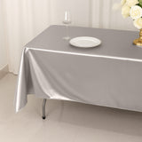 60"x102" Shimmer Silver Premium Scuba Rectangle Tablecloth, Wrinkle Free Polyester Tablecloth