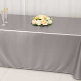 60"x102" Shimmer Silver Premium Scuba Rectangle Tablecloth, Wrinkle Free Polyester Tablecloth