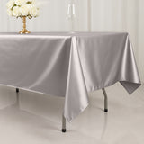 60"x102" Shimmer Silver Premium Scuba Rectangle Tablecloth, Wrinkle Free Polyester Tablecloth
