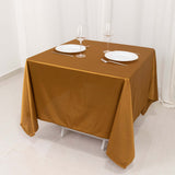 70inch Shimmer Gold Premium Scuba Square Tablecloth, Seamless Polyester Tablecloth