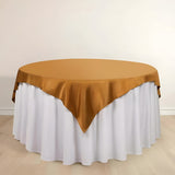 70" Shimmer Gold Premium Scuba Square Table Overlay, Wrinkle Free Polyester Table Topper