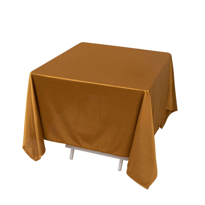 70inch Shimmer Gold Premium Scuba Square Tablecloth, Seamless Polyester Tablecloth