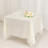 70" Shimmer Pearl White Scuba Square Tablecloth, Wrinkle Free Seamless Premium Polyester