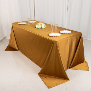 Enhance Your Dining Decor with Shiny Gold Premium Rectangle Scuba Tablecloth