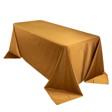 90"x132" Shimmer Gold Premium Scuba Rectangle Tablecloth, Wrinkle Free Seamless Polyester Tablecloth for 6 Foot Table With Floor-Length Drop